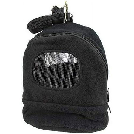 Exotic Nutrition Kucci Carry Pouch - Fleece Travel Bonding Carrier Bag - for Sugar Gliders, Squirrels, Marmosets, Hamsters, Rodents, Rats, Reptiles & Other Small Pets Black XL