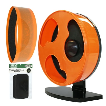 Exotic Nutrition Silent Runner Pet Exercise Wheel 12" Regular + Sandy Track + Cage Attachment