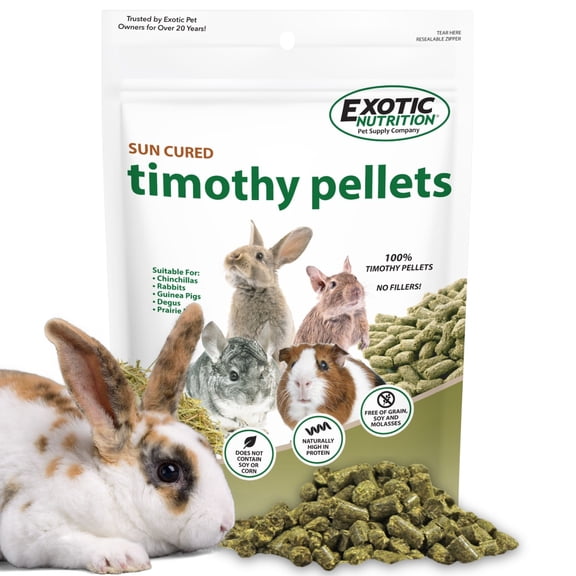 Exotic Nutrition Timothy Pellets 4 lb. - Supplemental Food - for Rabbits, Guinea Pigs, and Other Grass Feeding Pets