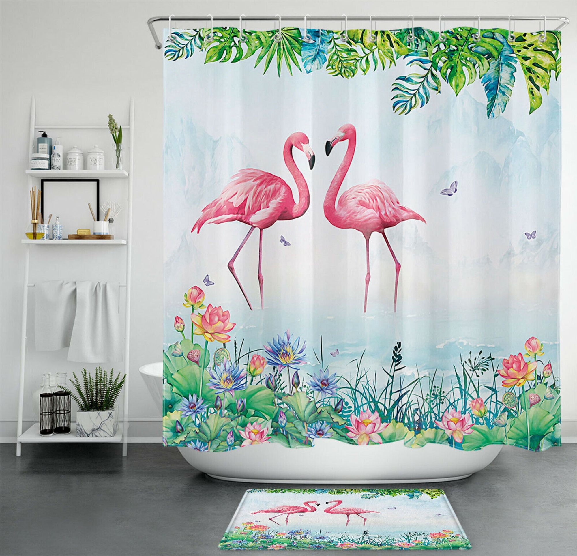 Exotic Oasis WaterResistant Fabric Shower Curtain