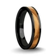 thumbnail image 1 of Exotic Olive Wood Twin Inlay Black Titanium Wedding Ring for Men, 4mm, Size 6, 1 of 4