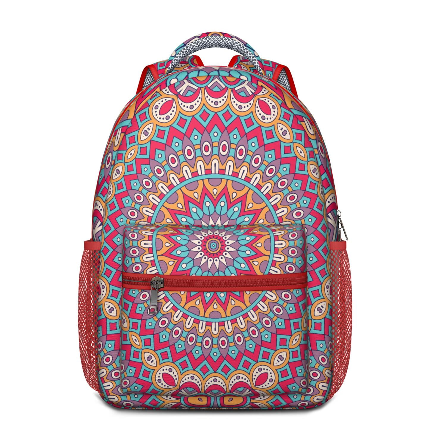 Exotic Ornamental Mandala Student Backpack - Durable Lightweight Bookbag with Spinal Support