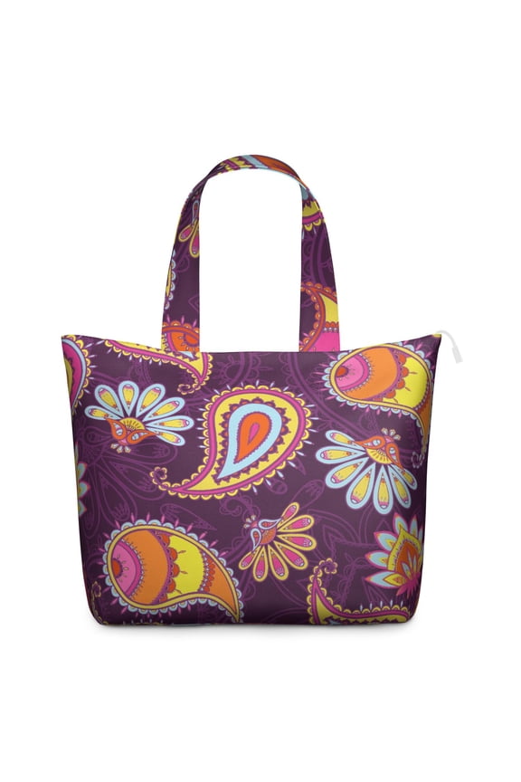 Exotic Paisley Artwork Duffel Bohemian Vintage Weekender Bag with Artistic Floral Pattern, Ethnic Chic Mala Design