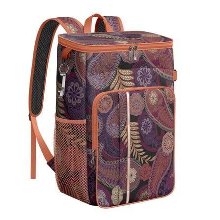 Exotic Paisley Artwork Insulated Backpack Cooler - 20L Leakproof Food & Drink Cooler Bag, Lightweight at 1050g for Easy Carry