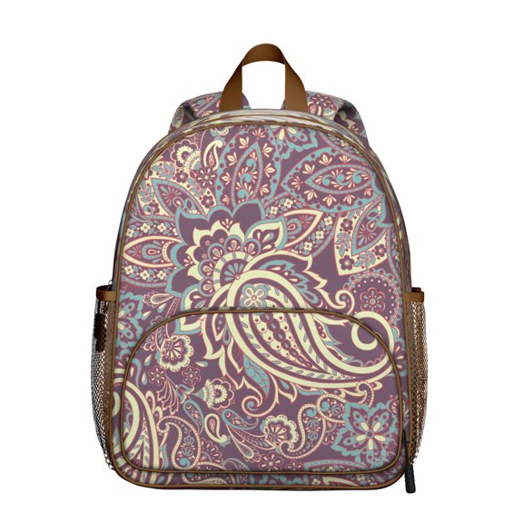 Exotic Paisley Artwork Students Backpack - Colorful Vibrant Indian Tribal Chic Bohemian Vintage Retro Floral Mandala Pattern, Lightweight Durable Oxford Fabric