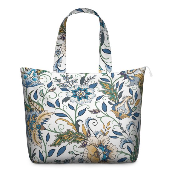 Exotic Paisley Artwork Weekender Bohemian Chic Travel Duffel with Artistic Floral Pattern, Vintage Mala Inspired Design