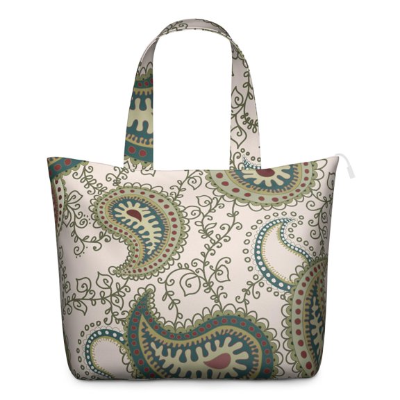 Exotic Paisley Artwork Weekender Bohemian Chic Travel Duffel with Artistic Floral Pattern, Vintage Mala Inspired Design