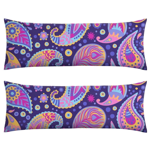 Exotic Paisley Throw Pillow Cover - Indian Tribal Paisley in Bold Colors Lumbar Pillow Cover for Couch Bed Sofa Home Decor Global Bohemian Room Makeover