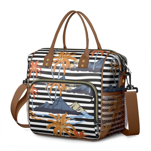 Exotic Palm Tree Insulated Cooler Bag - 100% Leakproof Design for Office Workers, Parents & Students, Multi-Pocket Organization