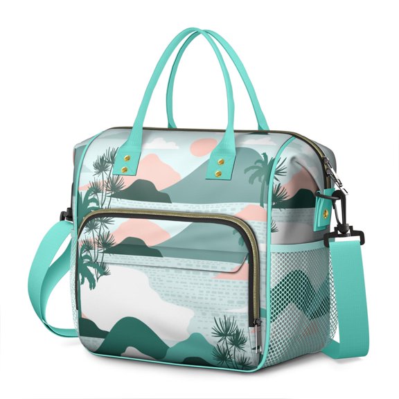 Exotic Palm Tree Insulated Lunch Bag – Dual Insulation Large Lunch Box with Stylish Tropical Print Leakproof Portable Cooler for Work Picnic Travel