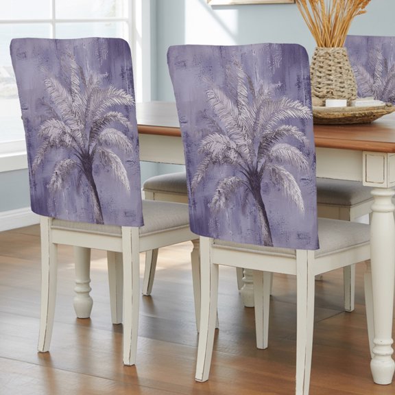 Exotic Palm Tree on Lavender Purple Chair Covers Set of 6 Abstract Botantical Chair Back Covers Stretch Removable Washable Slipcovers Protector for Dining Room Kitchen Party Decor