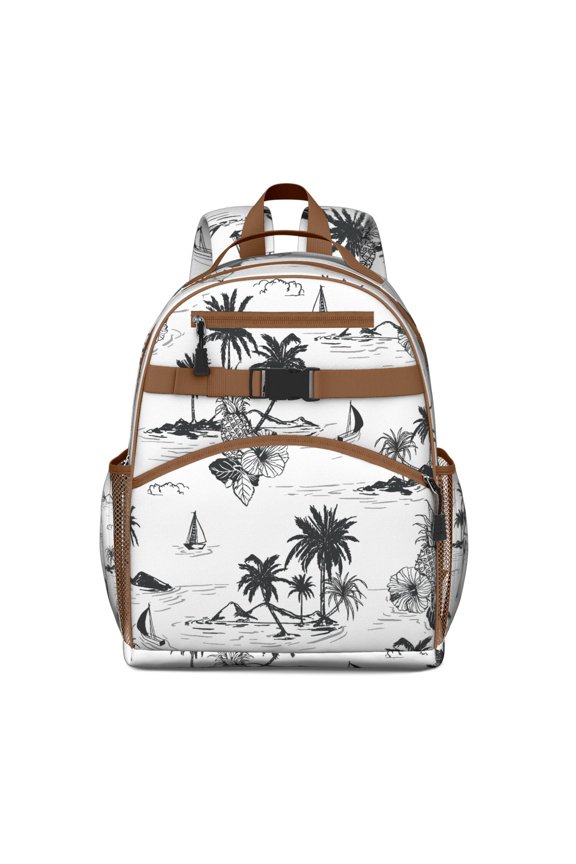 Exotic Palm Tree Waterproof Travel Backpack - Durable Book Bag with Chest Strap & Adjustable Straps for Commuters
