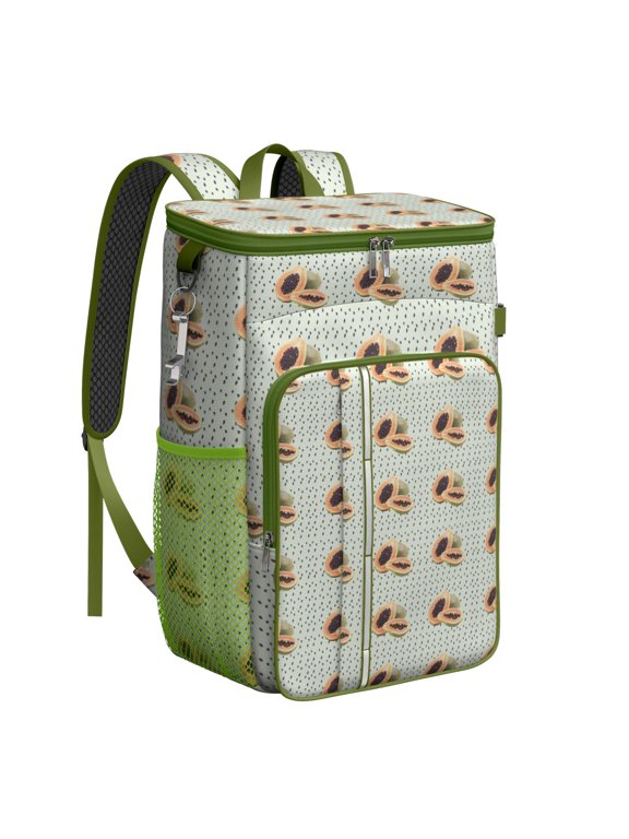 Exotic Papaya Pattern Cooler Backpack - 26 Cans Insulated Lunch Backpack with Long-Lasting Insulation, Funny Fruit Print & Durable Oxford Exterior for Outdoor Enthusiasts & Travelers
