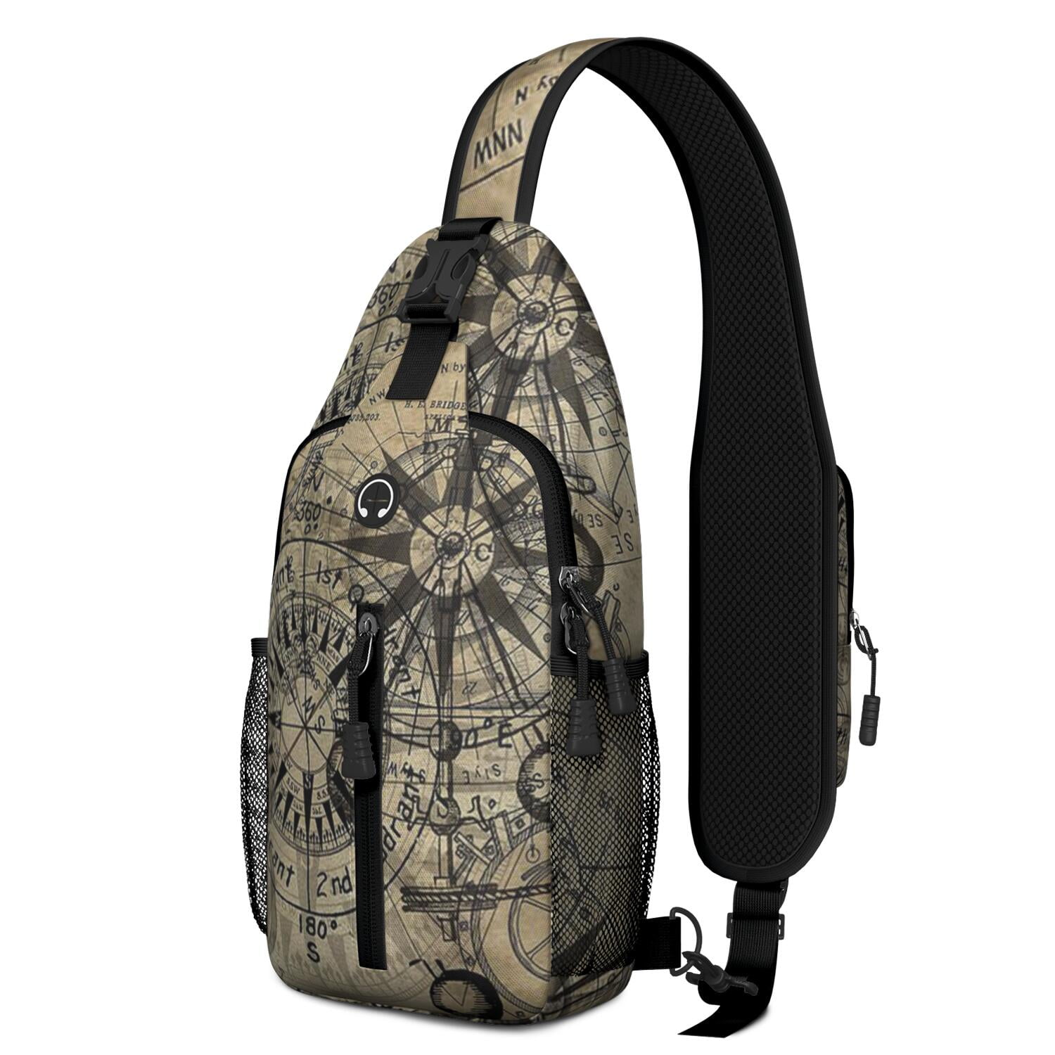 Exotic Papaya Pattern Sling Bag with Fun Kawaii Illustration – Lightweight Durable Polyester Crossbody Backpack Featuring Secure Zippers, Large Compartments