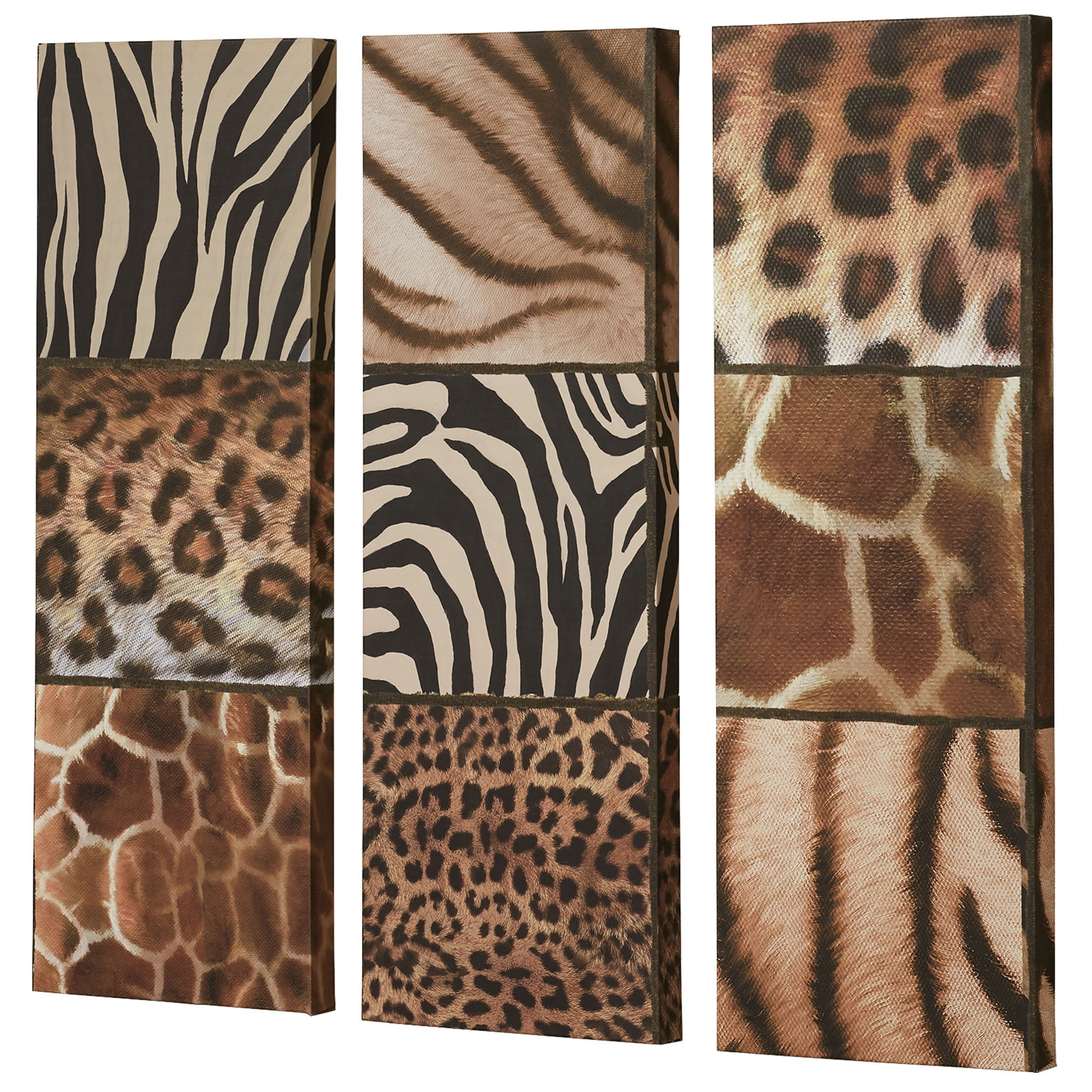 Exotic Animal Print Canvas Art Set in Warm Tones