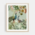 thumbnail image 1 of Exotic Peacocks in Paradise 1 - Illustration Botanical Vintage Floral Tropical Wildlife Oak Framed Wall Art Print 5 x 7 inches, 1 of 3