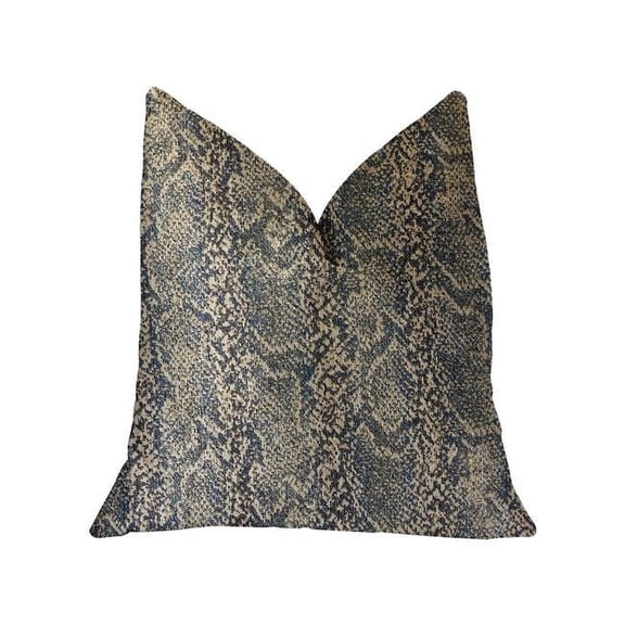 Exotic Phantom Blue & Gold Luxury Throw Pillow, 20 x 20 in.