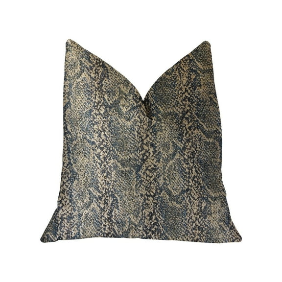 Exotic Phantom Blue and Gold Luxury Throw Pillow
