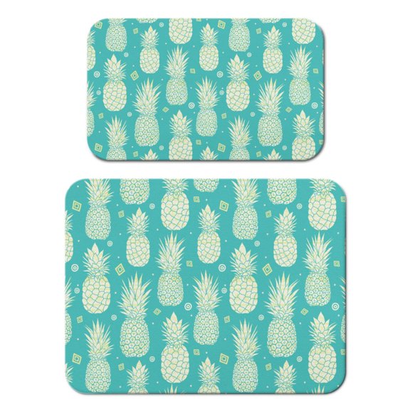 Exotic Pineapple Dish Drying Mat, Tropical Summer Fruit Yellow Golden Aesthetic Absorbent Kitchen Mat