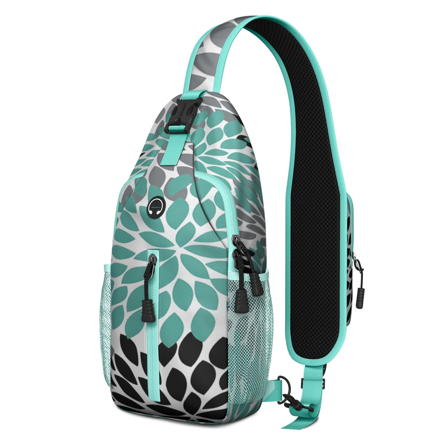 Exotic Pineapple Pattern Sling Backpack with Fresh Tropical Fruit Print – Water-Resistant Multipurpose Crossbody Shoulder Bag with Large Front Zip, Mesh Side Pockets, Adjustable Strap, Ide