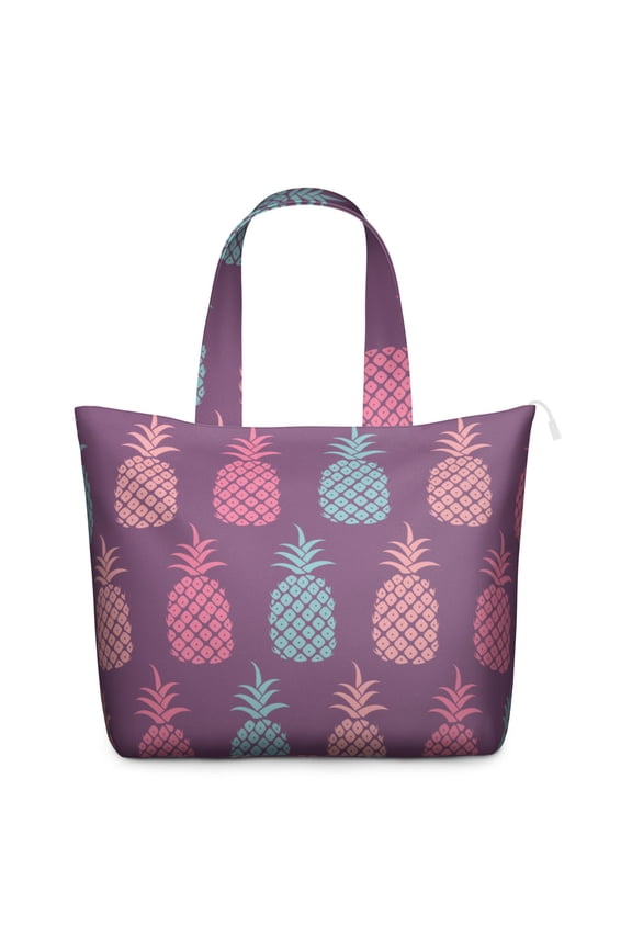 Exotic Pineapple Tropical Fruit Printed Weekender Bag Large Capacity Travel Tote with Hawaiian Sunshine Plant Patterns, Lightweight Adjustable Strap