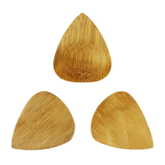 Exotic Plectrums - Bamboo Guitar Or Bass Pick - 3.0 mm Ultra Heavy Gauge - 351 Groove Shape - Natural Finish Handmade Specialty Exotic Plectrum - 6 Pack