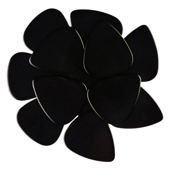 Exotic Plectrums - Celluloid Black Guitar Or Bass Pick - 0.71 mm Medium Gauge - 351 Shape - 12 Pack