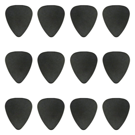 Exotic Plectrums - Delrin Black Guitar Or Bass Pick - 0.60 mm Medium Light Gauge - Premium Made In USA - 351 Shape - 12 Pack