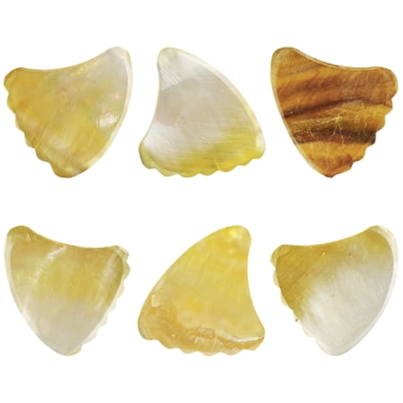 Exotic Plectrums - Gold Abalone Shell Guitar Or Bass Pick - 2.0 mm - Shark Fin Shape - Handmade Specialty Exotic Luxury Plectrum - 6 Pack