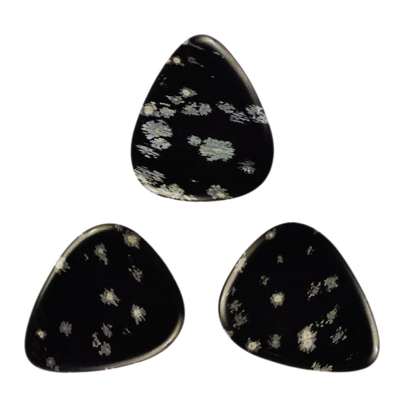 Exotic Plectrums - Snowflake Obsidian Volcanic Glass Stone Guitar Pick - 3.0 mm Ultra Heavy Gauge - 351 Shape - Specialty Handmade Exotic Gemstone Plectrum - 12 Pack