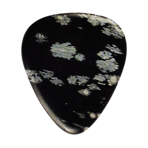 Exotic Plectrums - Snowflake Obsidian Volcanic Glass Stone Guitar Pick - 3.0 mm Ultra Heavy Gauge - 351 Shape - Specialty Handmade Exotic Gemstone Plectrum - 1 Pack