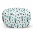 thumbnail image 1 of Exotic Pouf Cover with Zipper, Summer Cocktails of Lemons and Pineapples Hipster Fruits Illustration, Soft Decorative Fabric Unstuffed Case, 30" W X 17.3" L, Aqua Magenta and Black, by Ambesonne, 1 of 3