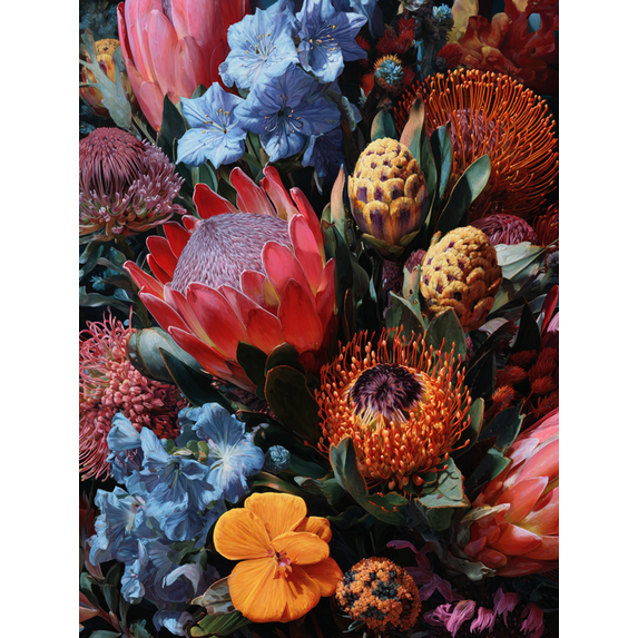 Exotic Protea Floral Canvas Print Wall Art for Living Room Bedroom Office Home Decor