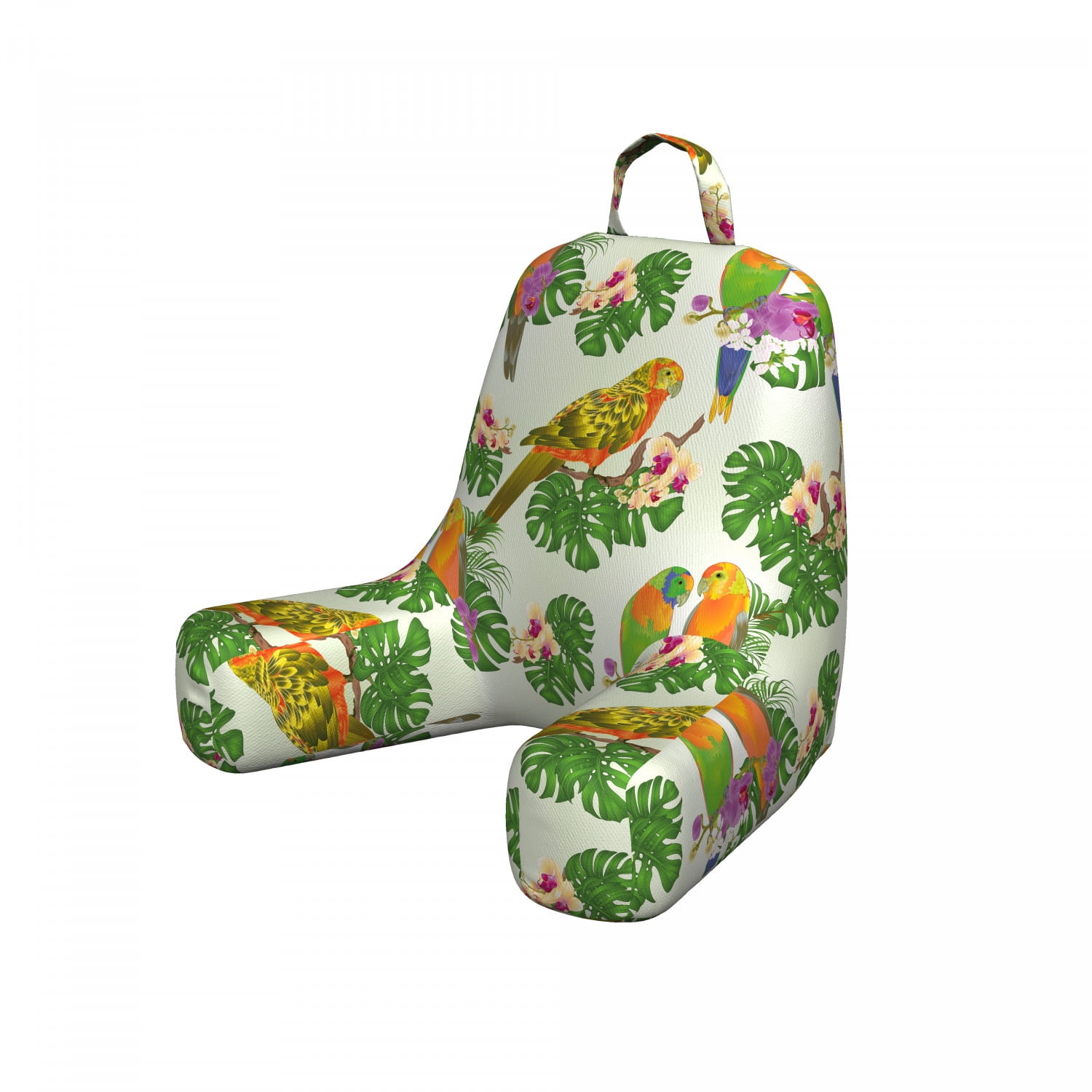 Exotic Reading Pillow Cover, Vivid Parrots on Floral Branches with ...