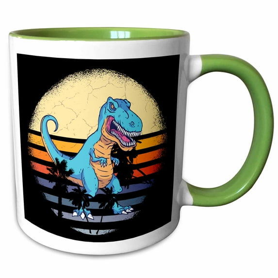 Exotic Reptile Dinosaur with Retro Vintage Circle Palmtree 11oz Two-Tone Green Mug mug-309139-7