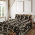 thumbnail image 1 of Ambesonne Exotic Fitted & Flat Sheet with Shams 4 Pcs Set, Animal Print Like Stripes, Calking, Dark Brown and Eggshell, 1 of 1