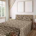 thumbnail image 1 of Exotic Sheet Set, Cheetah Animal and Leaves Earthy Colors Grunge Repetitive Pattern, Fitted & Flat Sheet with Pillowcase Bedding Accent 4 Pcs Set, Full, Ginger Eggshell Chocolate, by Ambesonne, 1 of 5