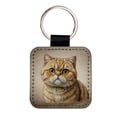 thumbnail image 1 of Exotic Shorthair Cat Illustration Faux Leather Square Keychain, 1 of 7