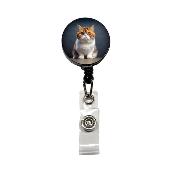 Exotic Shorthair Cat Photo Retractable Reel ID Badge Key Card Name Tag Holder with Clip