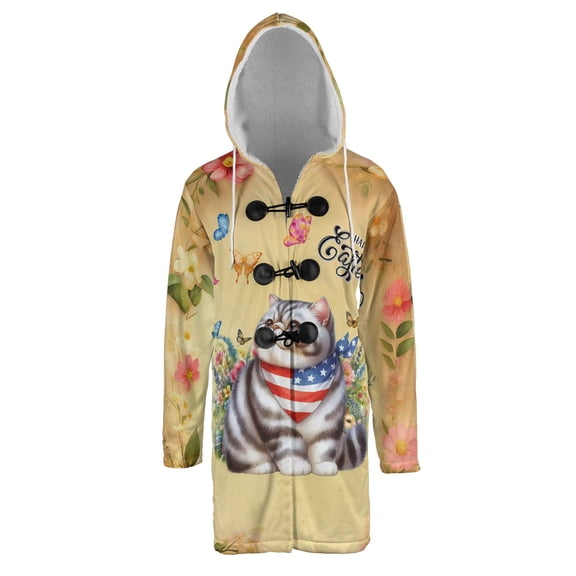 Exotic Shorthair Celebrates Spring and Happy Easter All Over Print 3D Hooded Duffle Toggle Coat Cat Lover Kitten Owner Gifts - 02001