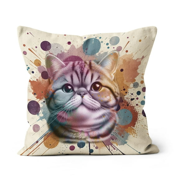 Exotic Shorthair Portrait Watercolor Vintage Retro Styles Pillow Cushion Double Sided Cat Lover Kitten Owner Gifts Throw Pillow - 00001