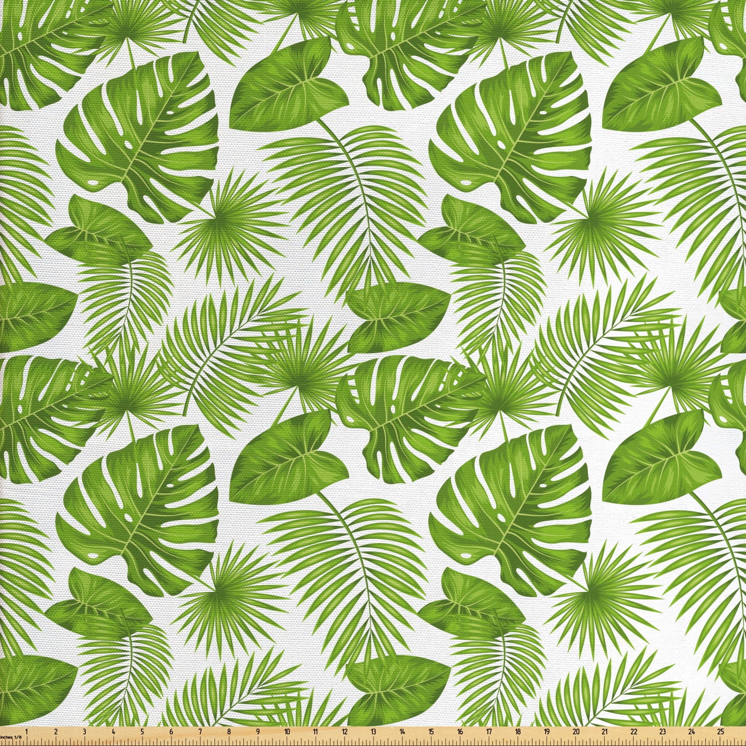 Ivory Seafoam Green Botanical Tropical authentic Leaf Print Upholstery Drapery Fabric