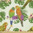 thumbnail image 1 of Ambesonne Exotic Fabric by the Yard Upholstery, Vivid Floral Parrots, 1 Yard, Ivory and Multicolor, 1 of 5