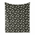 thumbnail image 1 of Exotic Soft Flannel Fleece Blanket, Big Monstera Leaves Outline Drawn in Golden Yellow Tone Retro Hawaiian, Cozy Plush for Indoor and Outdoor Use, 50" x 60", Charcoal Grey and White, by Ambesonne, 1 of 5