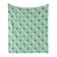 thumbnail image 1 of Exotic Soft Flannel Fleece Blanket, Colorful Demonstration of Natural Palm Leaves Flowers and Bird Silhouettes, Cozy Plush for Indoor and Outdoor Use, 50" x 70", Lavender and Green, by Ambesonne, 1 of 5