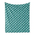thumbnail image 1 of Exotic Soft Flannel Fleece Blanket, Pelicans on Hawaiian Areca Palm Leaves Royal Fern Paradise Birds Art Deco, Cozy Plush for Indoor and Outdoor Use, 70" x 90", Teal Turquoise White, by Ambesonne, 1 of 5