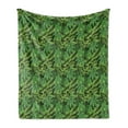 thumbnail image 1 of Exotic Soft Flannel Fleece Blanket, Repetitive Tropical Pattern with Various Types Green Tones Jungle Leaves, Cozy Plush for Indoor and Outdoor Use, 50" x 60", Evergreen Multicolor, by Ambesonne, 1 of 6