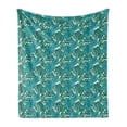 thumbnail image 1 of Exotic Soft Flannel Fleece Throw Blanket, Continuous Jungle Foliage Pattern with Tropical Leaves, Cozy Plush for Indoor and Outdoor Use, 50" x 60", Teal Dark Teal, by Ambesonne, 1 of 5