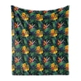 thumbnail image 1 of Exotic Soft Flannel Fleece Throw Blanket, Jungle Plants Pattern with Tropical Bird of Paradise Hibiscus Monstera and Palm, Cozy Plush for Indoor and Outdoor Use, 60" x 80", Multicolor, by Ambesonne, 1 of 6