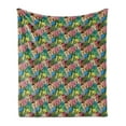 thumbnail image 1 of Exotic Soft Flannel Fleece Throw Blanket, Monstera and Palm Leaves Tropical Composition Rainbow Colored Hawaiian Nature, Cozy Plush for Indoor and Outdoor Use, 70" x 90", Multicolor, by Ambesonne, 1 of 5